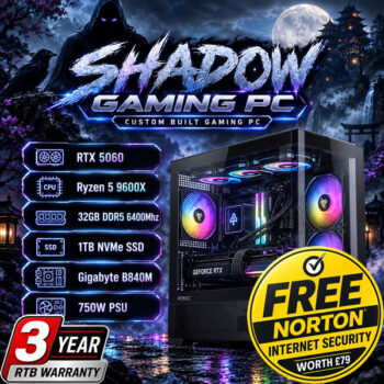 Shadow Gaming PC Ryzen 5 32GB 1TB 5060