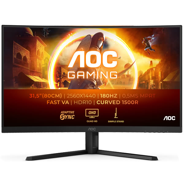 AOC 31.5" Monitor Curved 180Hz 1440p - Image 2