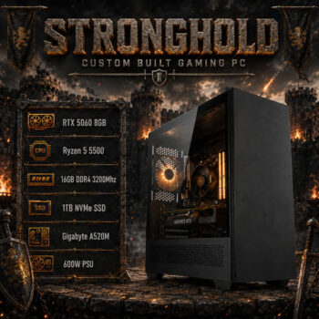 Alternative view of Stronghold Gaming PC Ryzen 5 16GB 1TB RTX5060